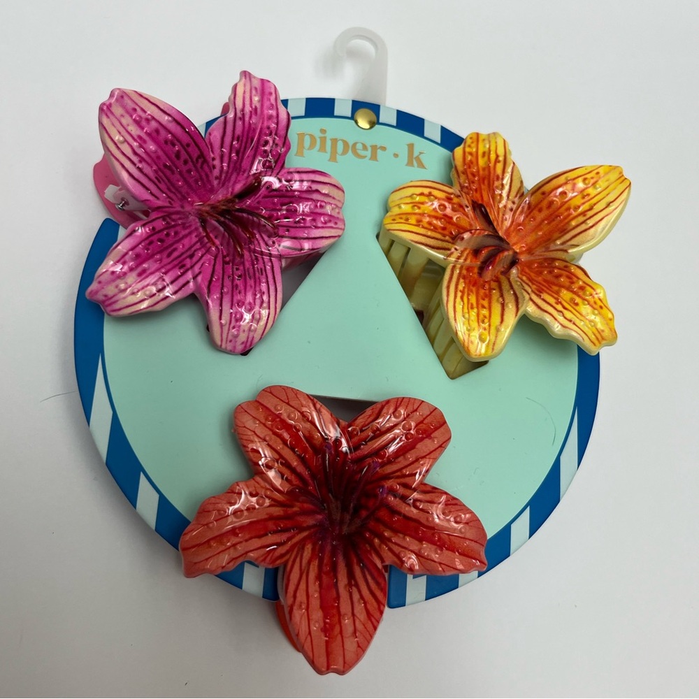 NWT 🌺🌼🌸 Piper K Gorgeous Orchid Hair Claw Clips set of 3 - Picture 4 of 10